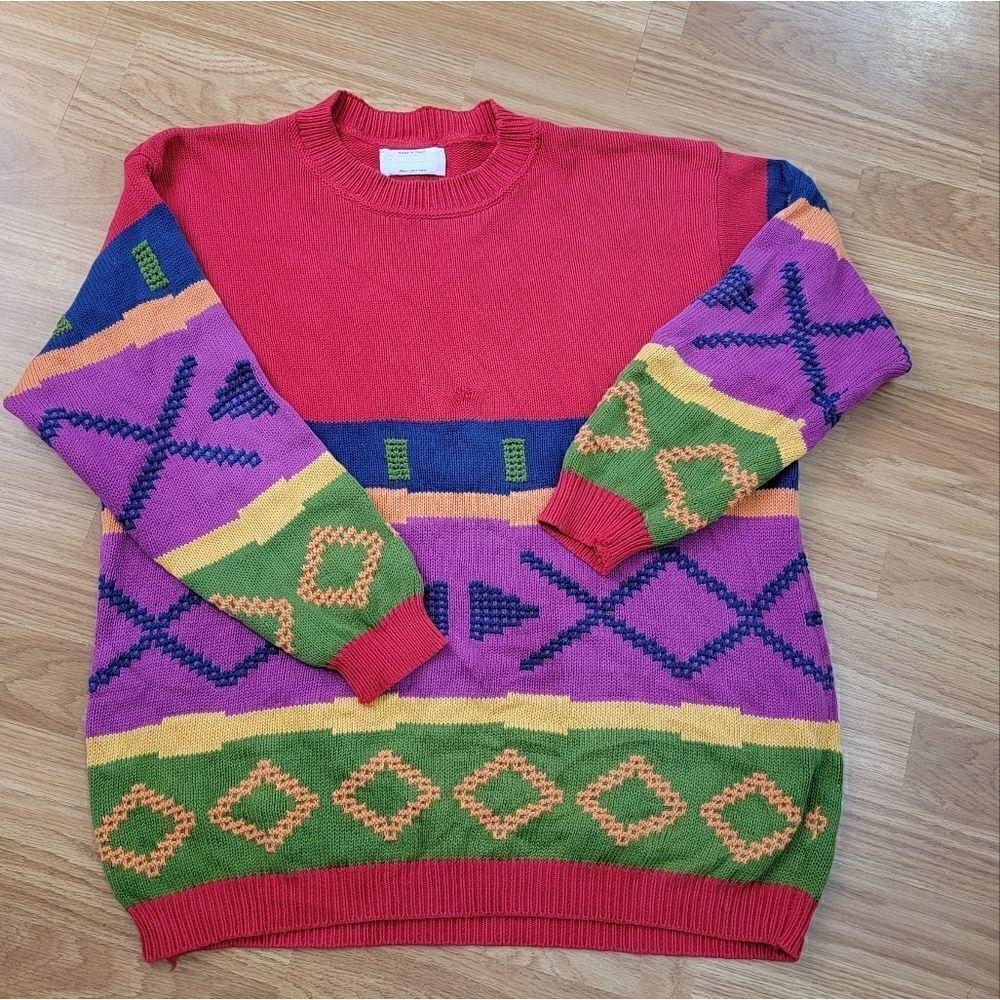 90s Bright Color Block Sweater